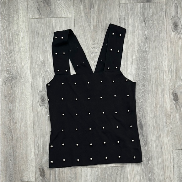 Bar III Tops - Bar III Black Embellished Bustier Tank Top